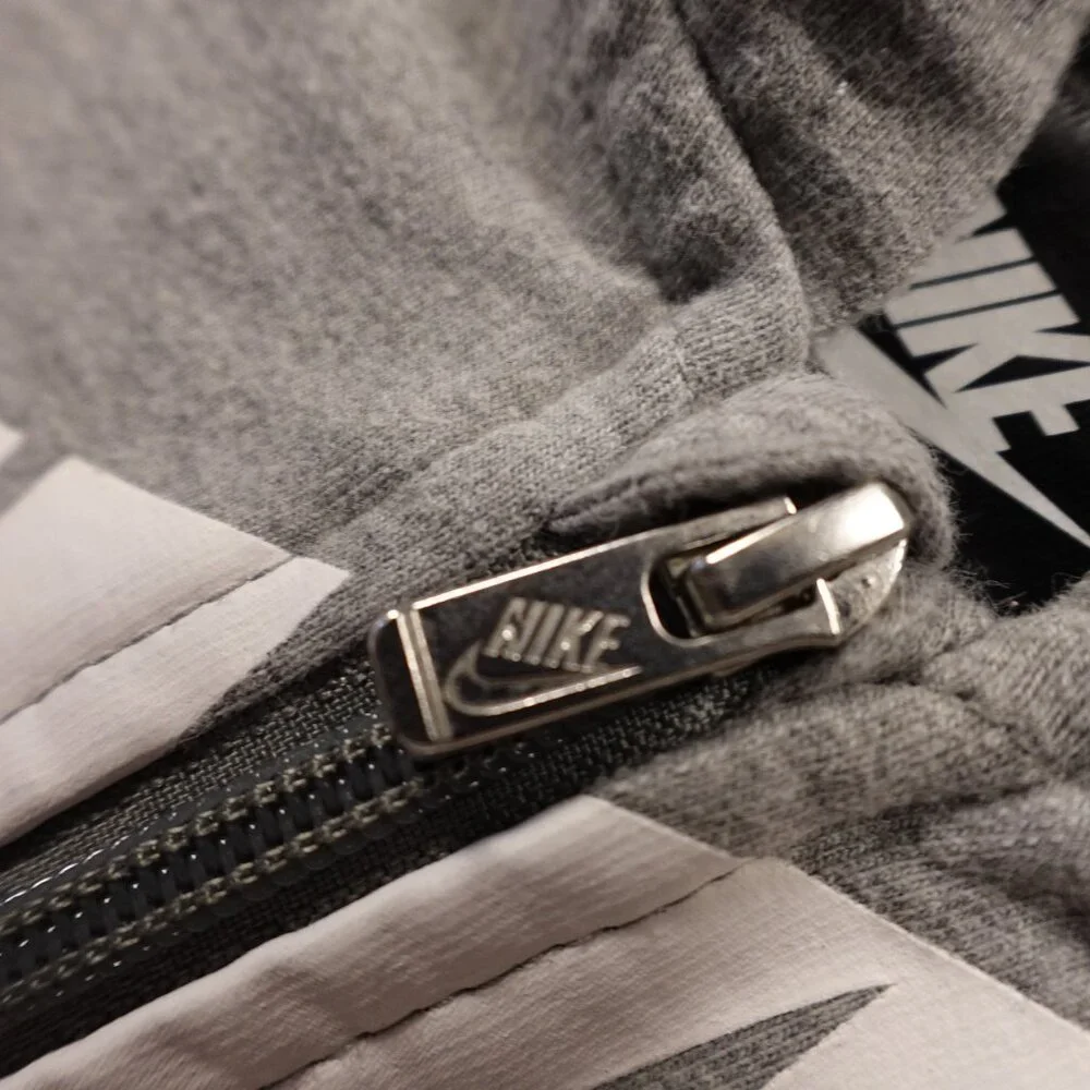 Nike Hooded‎ Zip Romper Baby 3M Gray Logo Graphic Fleece Outfit